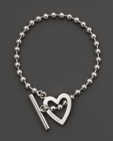 silver heart gucci bracelet|gucci sterling silver heart bracelet.